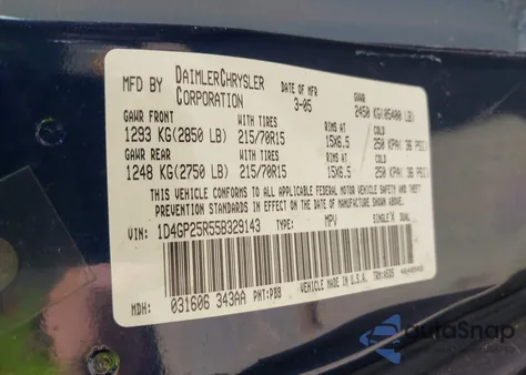 2005 Dodge Caravan Se z USA, uszkodzony, nr VIN 1D4GP25R55B329143